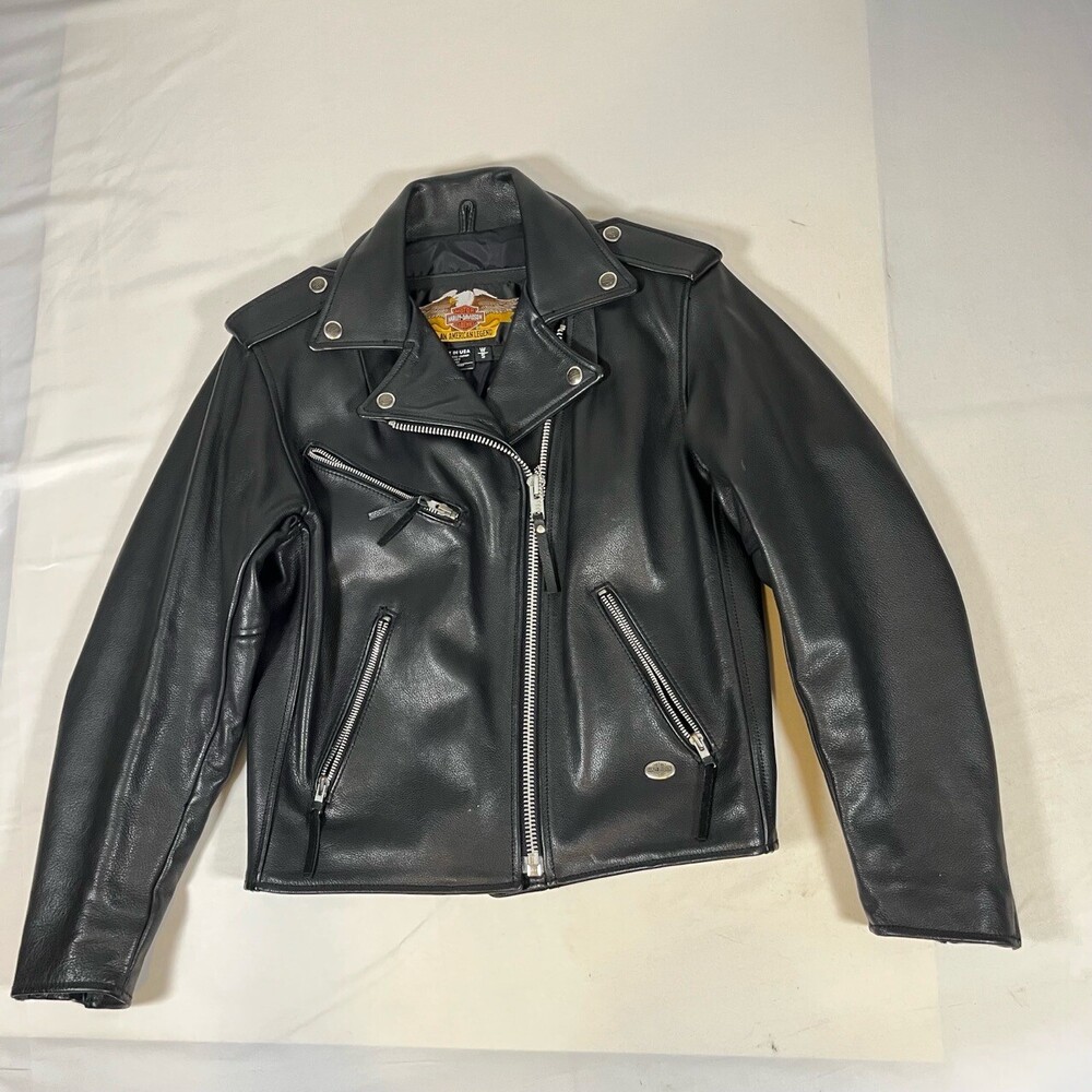 Harley Davidson Cycle Queen Leather Jacket USA Womens Vintage Biker 50s Perfecto